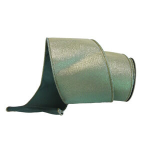 Green & Gold Sparkling Christmas Holiday 4" x 10 yds Wire Edge Ribbon d.stevens